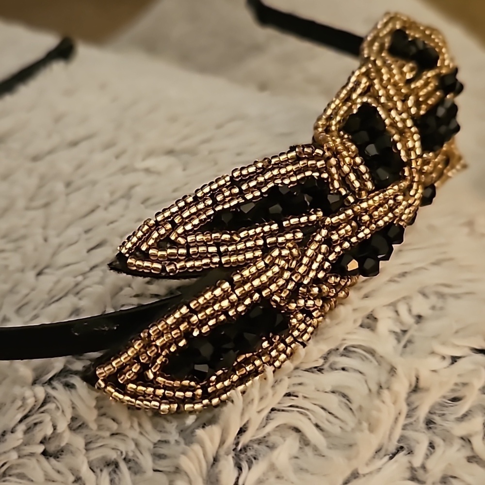 1920s Style Burlesque Art Deco Flapper Beaded Floral Crown Headband - Picture 3 of 5